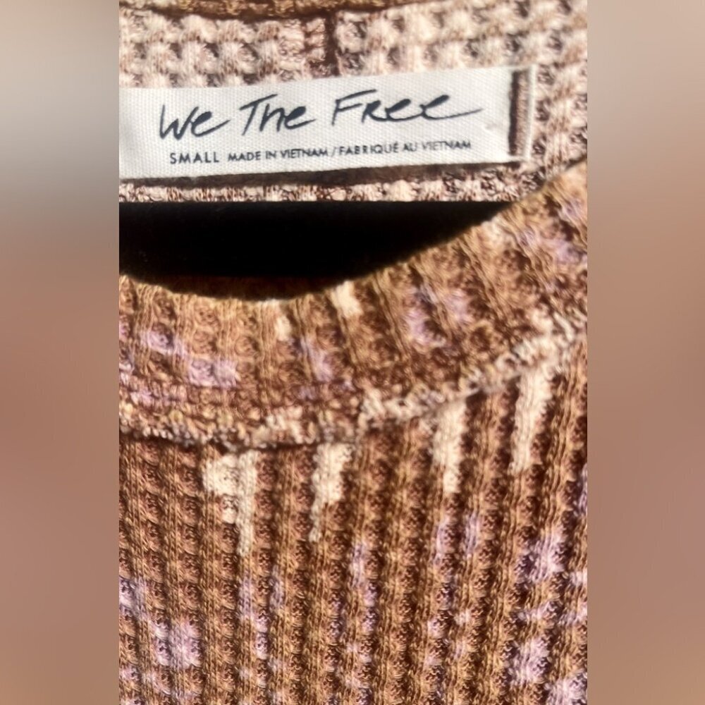 We The Free Pretty Little Thermal Bohemian Trend Tan Patterned Long Sleeve Top S - Picture 3 of 4